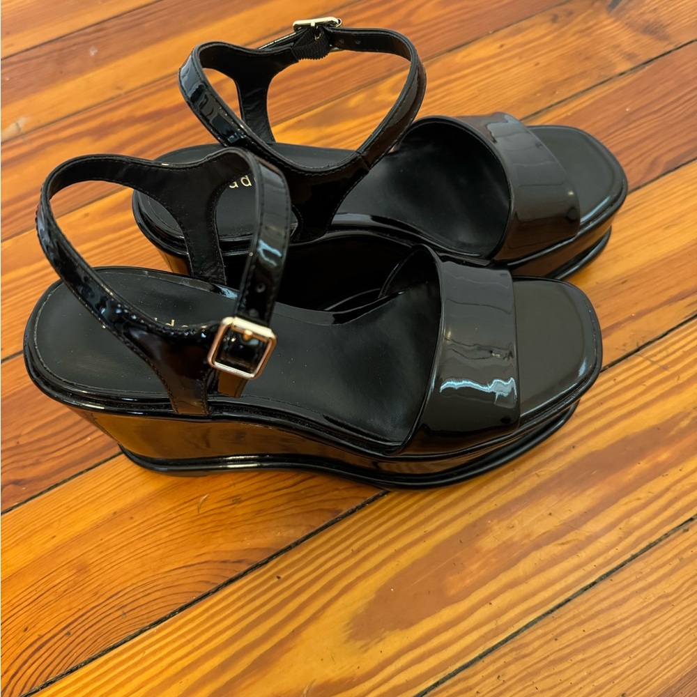 Madden Girl Black Wedge Heels with Ankle Strap - Picture 3 of 6